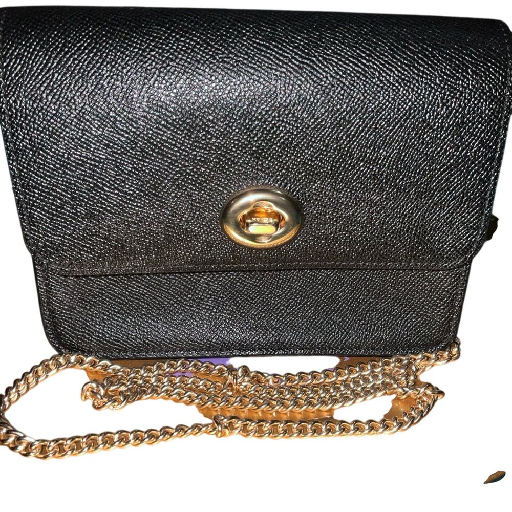 Coach Bowery Crossbody Black Gold Chain Turnlock Quiet Luxury Dark Academia EUC